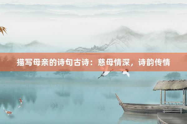 描写母亲的诗句古诗：慈母情深，诗韵传情